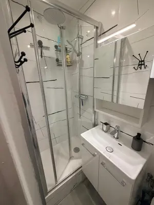 Salle de bains dans l'établissement Appartement Métro Plateau de Vanves - Malakoff