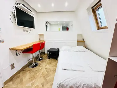 Télévision ou salle de divertissement dans l'établissement Pretty Central flat in Paris
