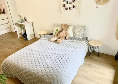 Un ou plusieurs lits dans un hébergement de l'établissement Cosy and Spacious appartement near metro line 4 & RER B