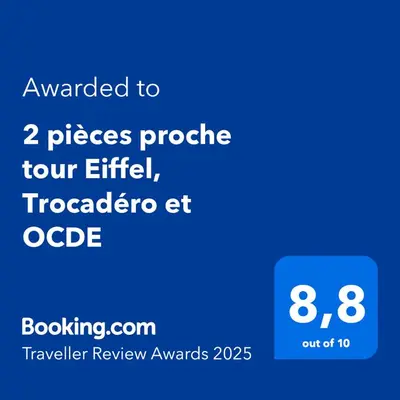 Certificat, récompense, panneau ou autre document affiché dans l'établissement 2 pièces proche tour Eiffel, Trocadéro et OCDE
