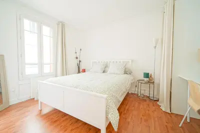 Un ou plusieurs lits dans un hébergement de l'établissement Appartement idéal famille, en duplex et au calme, au pied du métro 