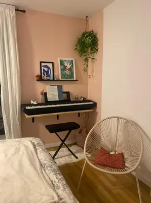 Un ou plusieurs lits dans un hébergement de l'établissement Studio neuf cozy avec balcon, 11e arr Voltaire, proche Bastille