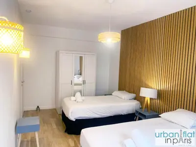 Un ou plusieurs lits dans un hébergement de l'établissement Urban Flat 167 - Luxury 1 Bedroom Flat in Paris