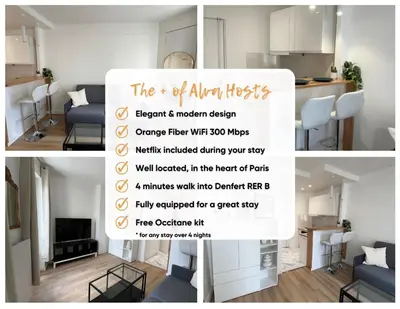 Cuisine ou kitchenette dans l'établissement Stylish apartment in Paris