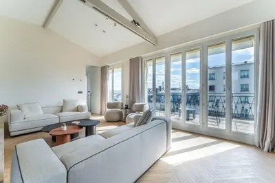 Coin salon dans l'établissement Haussman Palace Appartment