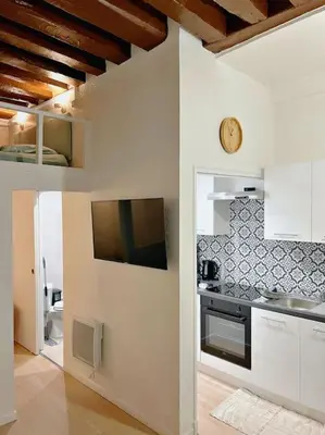 Cuisine ou kitchenette dans l'établissement Appartement au centre de Paris