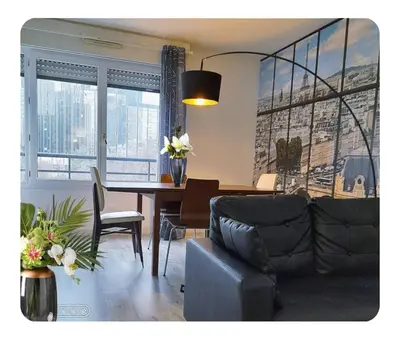 Coin salon dans l'établissement Sublime appartement au coeur de la Défense
