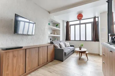 Télévision ou salle de divertissement dans l'établissement Appartement de Charme 2BR Canal Saint Martin