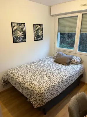 Un ou plusieurs lits dans un hébergement de l'établissement Appartement Paisible au Vert