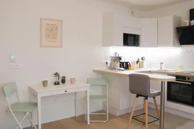 Cuisine ou kitchenette dans l'établissement Charming 28 m Love Nest in Vanves