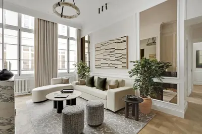 Coin salon dans l'établissement TheLander - Serviced Apartments in Louvre