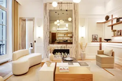Coin salon dans l'établissement TheLander - Serviced Apartments in Louvre