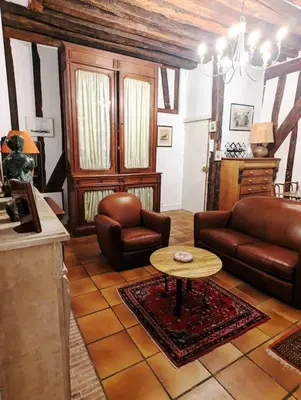 Coin salon dans l'établissement Appart Authentique et confortable - Marais Chapon
