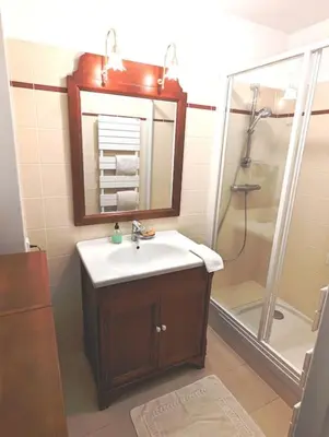 Salle de bains dans l'établissement Appart Authentique et confortable - Marais Chapon