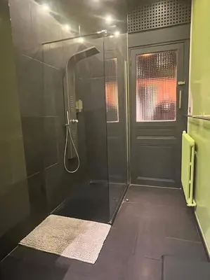 Salle de bains dans l'établissement Grande chambre privée sur jardin arboré