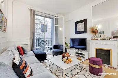 Coin salon dans l'établissement Luxury apartment 4pers George V