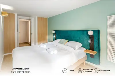 Un ou plusieurs lits dans un hébergement de l'établissement Apartment 01 - Mouffetard