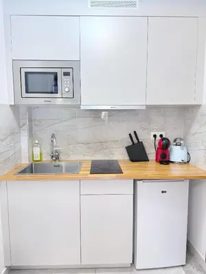 Cuisine ou kitchenette dans l'établissement Elegant and Comfortable Studio Jouvenet