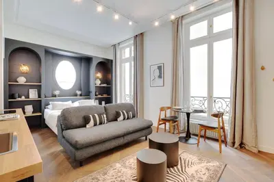 Coin salon dans l'établissement Magnifique Studio Montorgueil