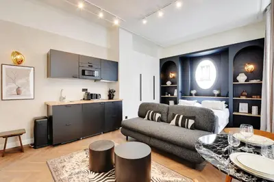 Cuisine ou kitchenette dans l'établissement Magnifique Studio Montorgueil