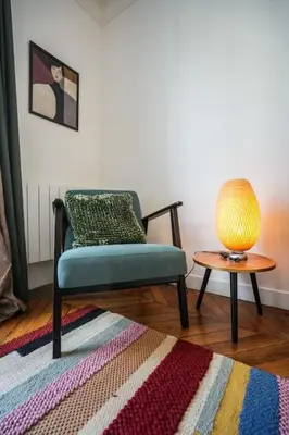Coin salon dans l'établissement Tranquil retreat in the 16th arrondissement
