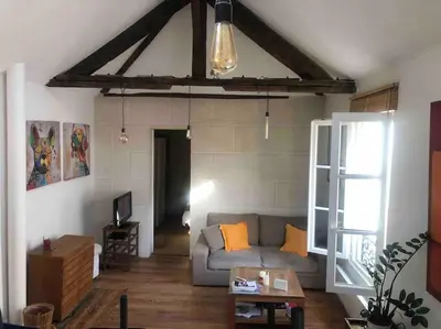 Coin salon dans l'établissement Charmant appartement atypique Boulogne Billancourt