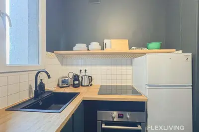 Cuisine ou kitchenette dans l'établissement Flexliving - Room - Lamarck