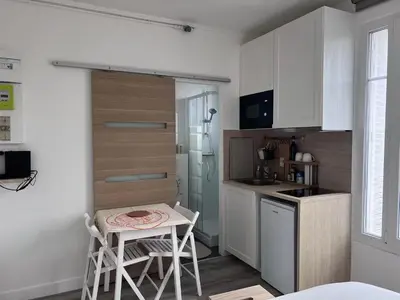 Cuisine ou kitchenette dans l'établissement Studio Plein Soleil Seine