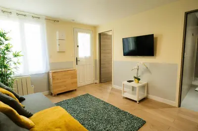 Télévision ou salle de divertissement dans l'établissement Beautiful yellow apartment near Marais and Bastille