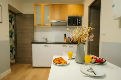 Cuisine ou kitchenette dans l'établissement Parisian Elegance Wood near Bastille and Marais