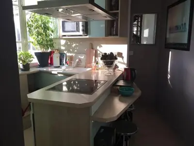 Cuisine ou kitchenette dans l'établissement Appartement charmant avec vue sur Tour Eiffel - Paris - 60 m²