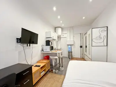 Télévision ou salle de divertissement dans l'établissement Functional apartment, Belleville, Paris 11