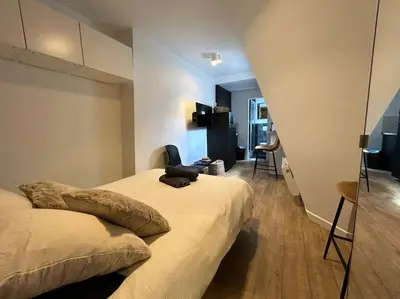 Un ou plusieurs lits dans un hébergement de l'établissement Fully renovated studio for 2