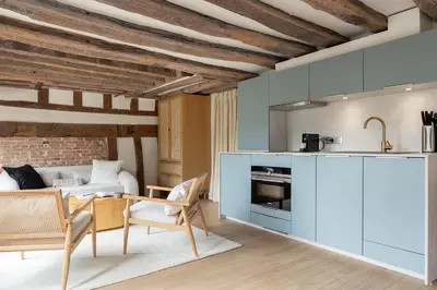 Cuisine ou kitchenette dans l'établissement Pick A Flat's Apartments in Saint Louis - Quai des Orfèvres