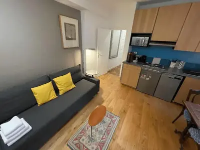 Cuisine ou kitchenette dans l'établissement Nice flat in face to Seine River