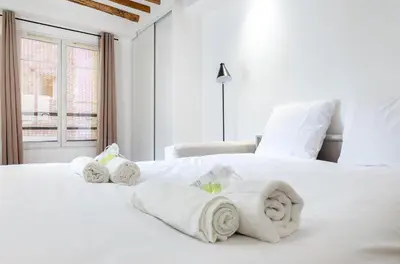 Un ou plusieurs lits dans un hébergement de l'établissement Montparnasse - Studio Fully equipped