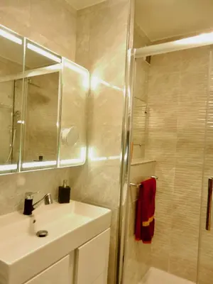 Salle de bains dans l'établissement Deux pièces de standing, climatisé