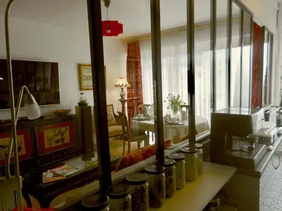 Télévision ou salle de divertissement dans l'établissement Deux pièces de standing, climatisé