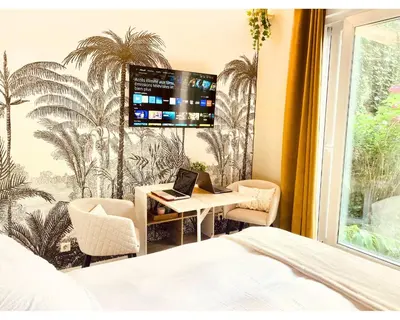 Télévision ou salle de divertissement dans l'établissement Chambre Cosy chez l habitant avec salle de bain et jardin privé