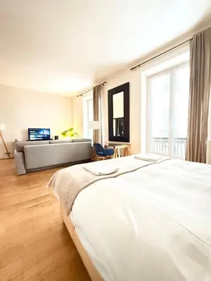 Un ou plusieurs lits dans un hébergement de l'établissement Studio Saint Germain