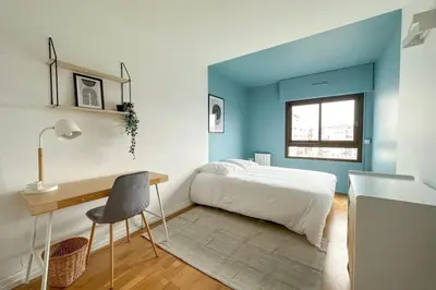 Un ou plusieurs lits dans un hébergement de l'établissement Flexliving - whole apartment - Hillairet