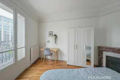 Un ou plusieurs lits dans un hébergement de l'établissement Flexliving - Room - Henri Sellier - Suresnes 92