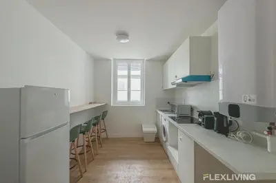 Cuisine ou kitchenette dans l'établissement Flexliving - Room - Henri Sellier - Suresnes 92