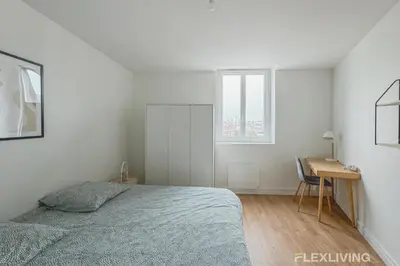 Un ou plusieurs lits dans un hébergement de l'établissement Flexliving - Room - Henri Sellier - Suresnes 92