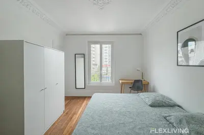 Un ou plusieurs lits dans un hébergement de l'établissement Flexliving - Room - Henri Sellier - Suresnes 92