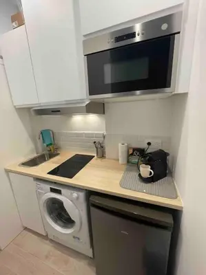 Cuisine ou kitchenette dans l'établissement Charming studio, Paris 15 - Parc des expositions