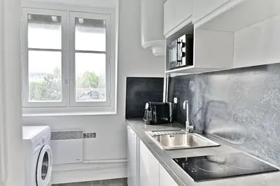 Cuisine ou kitchenette dans l'établissement Appartement Spacieux Vue sur Paris Boulogne