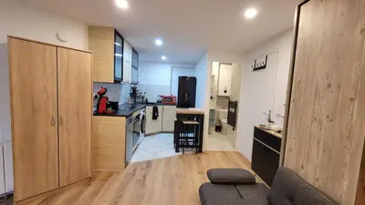 Cuisine ou kitchenette dans l'établissement Cosy Apartment Kremlin Bicetre Metro Station