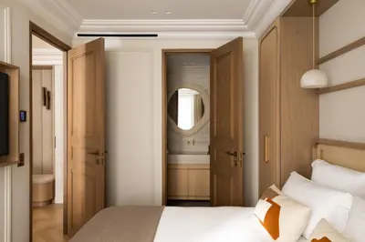 Un ou plusieurs lits dans un hébergement de l'établissement HIGHSTAY - Luxury Serviced Apartments - Bourse