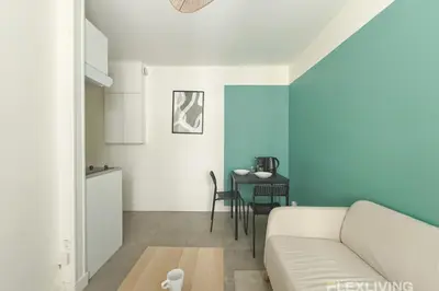 Coin salon dans l'établissement Flexliving - One bedroom - Fécamp